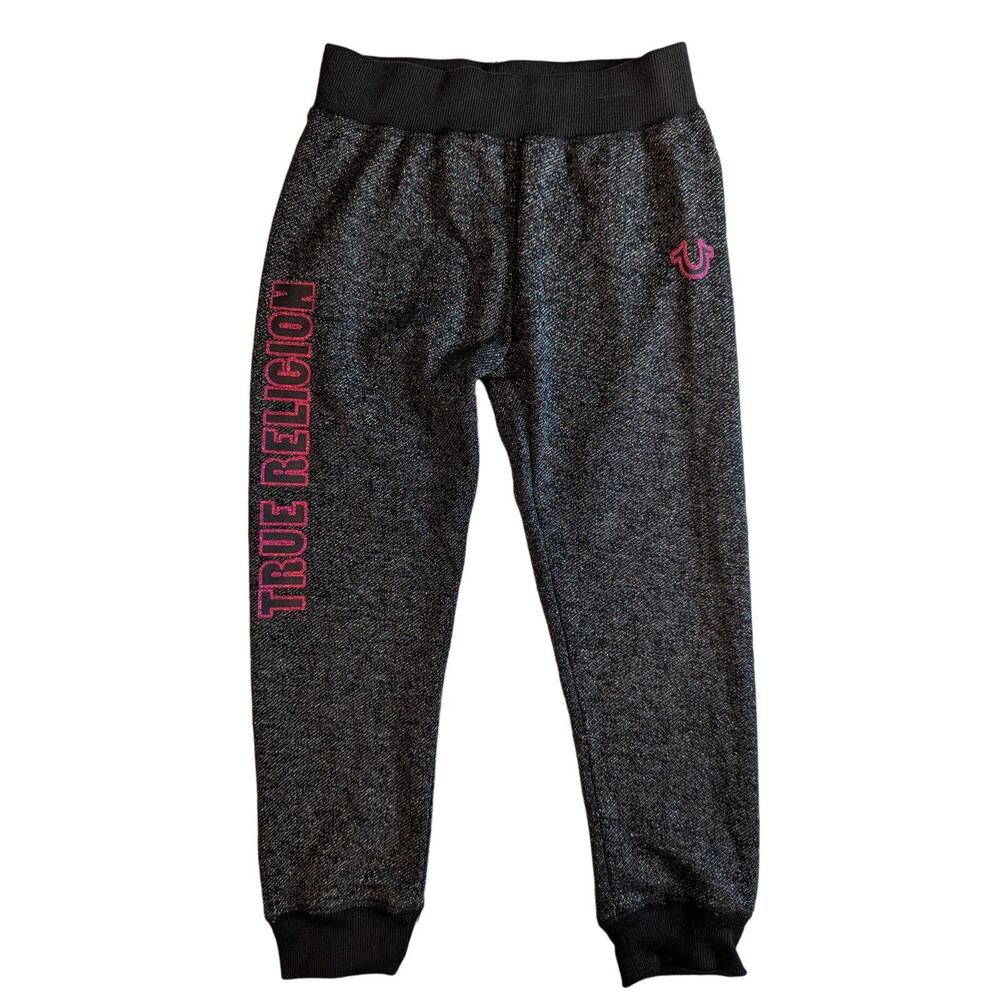 True Religion Girls Black Sparkle Leggings Jogger Pants